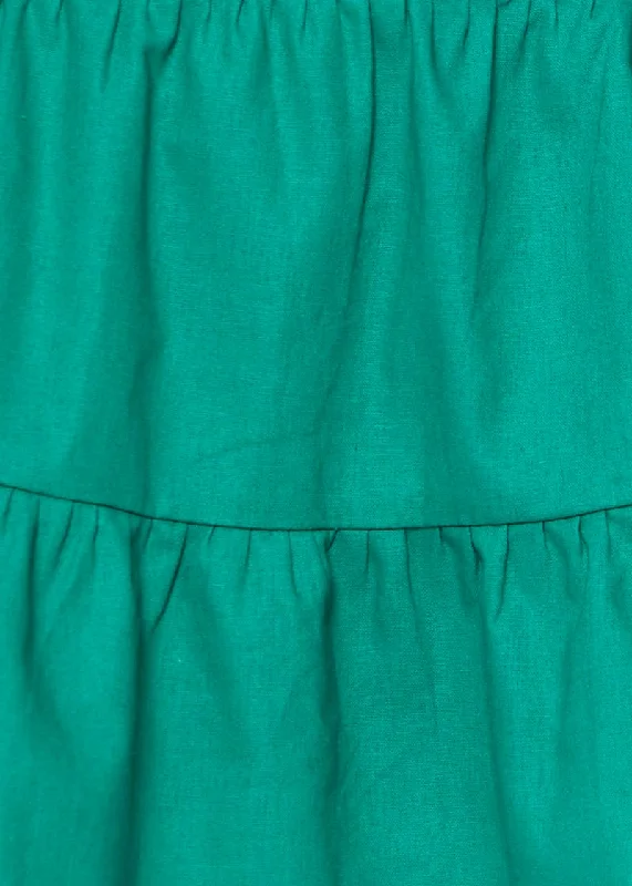 Green Mini Dress Halter Neck Linen