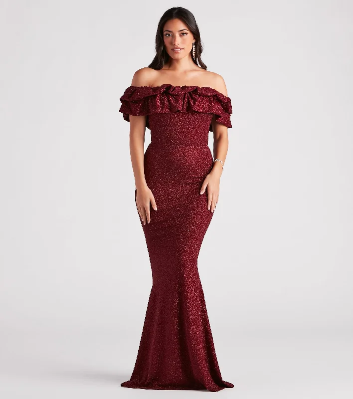 Halsey Formal Glitter Ruffled Mermaid Dress