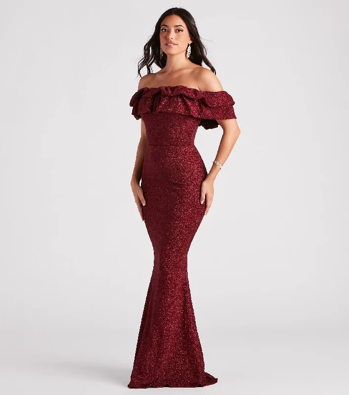 Halsey Formal Glitter Ruffled Mermaid Dress