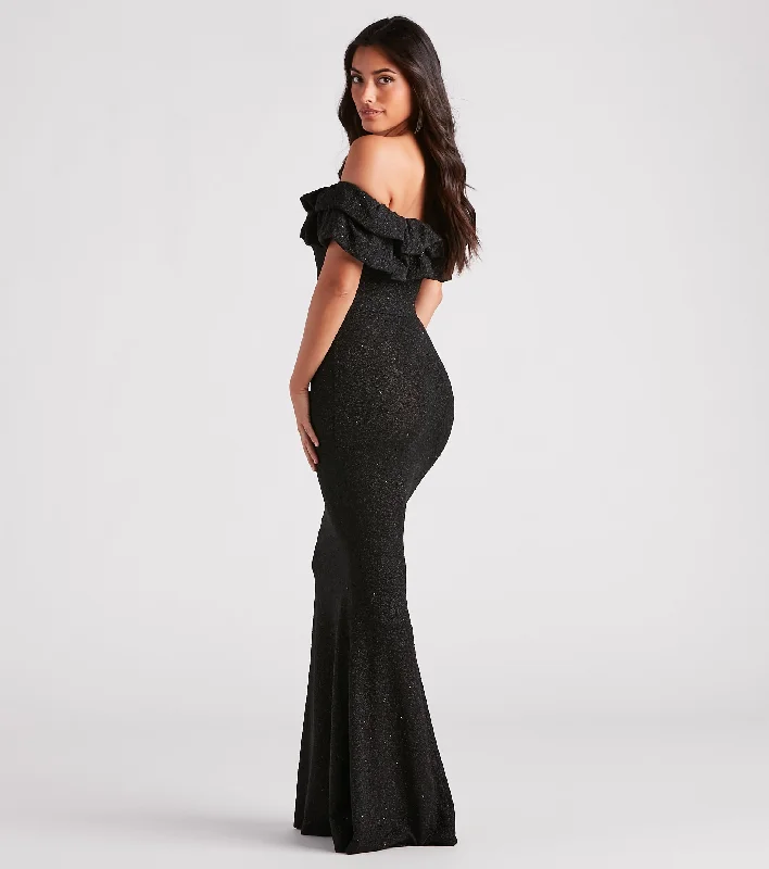 Halsey Formal Glitter Ruffled Mermaid Dress