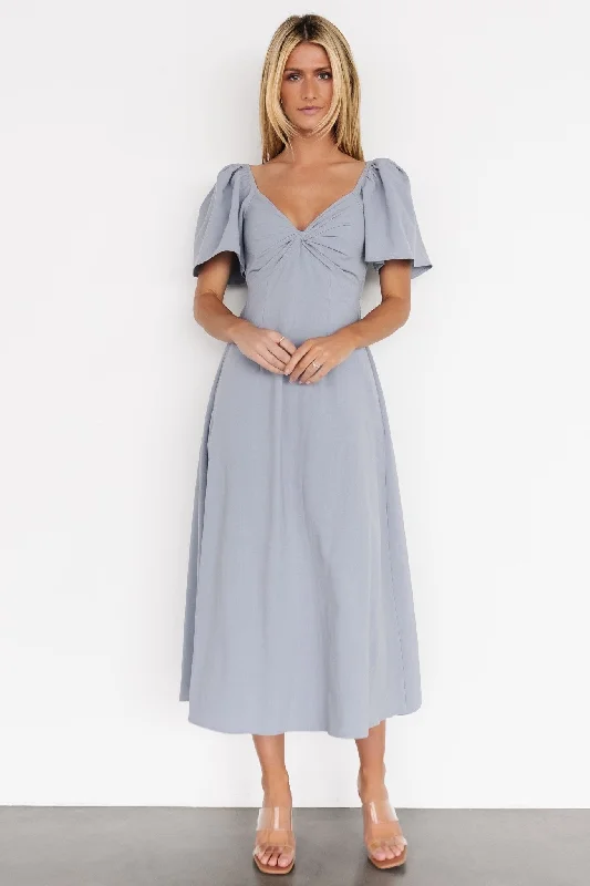 Indie Back Tie Dress | Dusty Blue