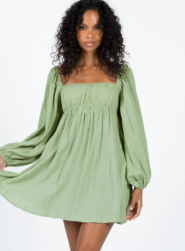 Let's Dance Long Sleeve Mini Dress Sage