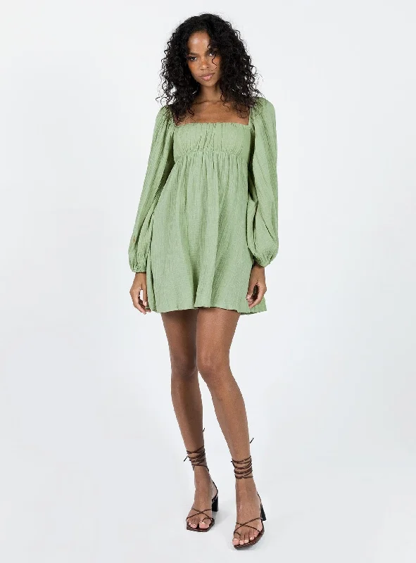 Let's Dance Long Sleeve Mini Dress Sage