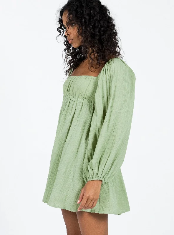 Let's Dance Long Sleeve Mini Dress Sage