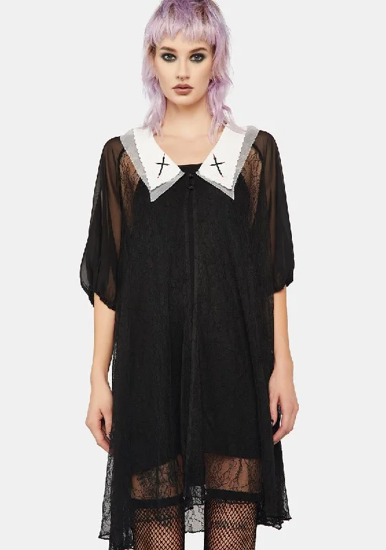 Medium Sleeve Lace Sunscreen Shirt Dress