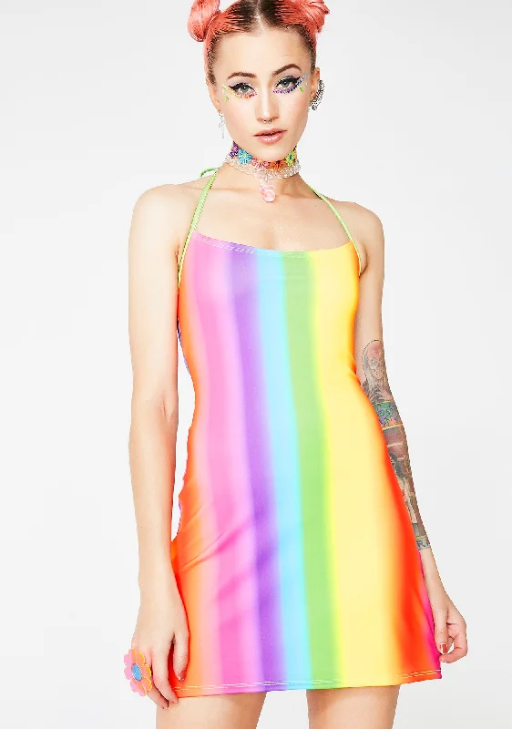 Rainbow Gradient Matte Dress