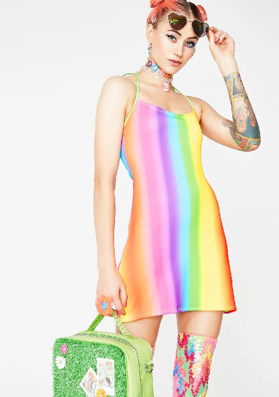 Rainbow Gradient Matte Dress