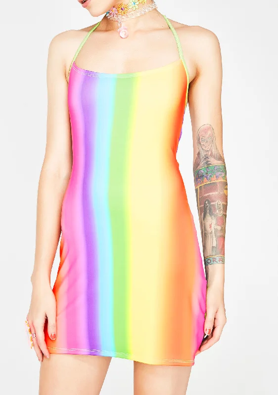 Rainbow Gradient Matte Dress