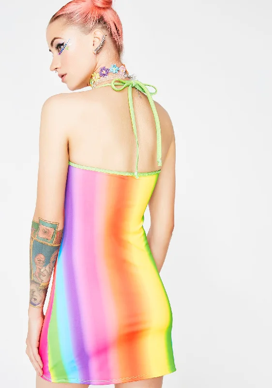 Rainbow Gradient Matte Dress