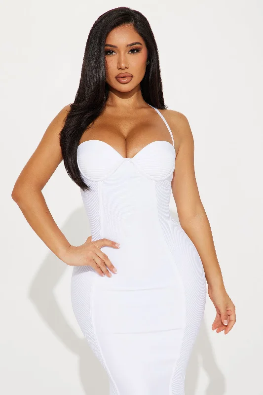 Speak The Truth Bandage Midi Dress - White