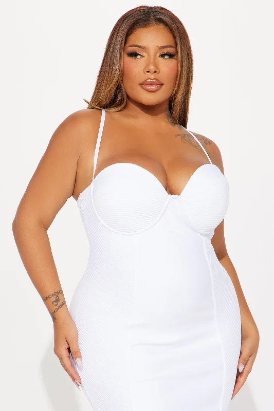 Speak The Truth Bandage Midi Dress - White