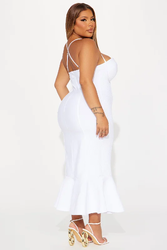 Speak The Truth Bandage Midi Dress - White