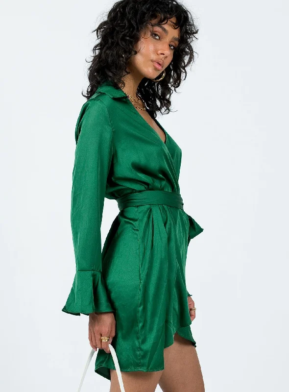 Spiers Wrap Mini Dress Green