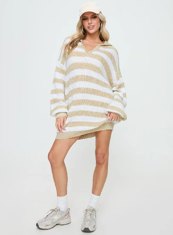 Williamson Sweater Mini Dress Beige / White