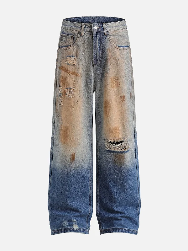 Aelfric Eden Mud Dyeing Distressed Jeans