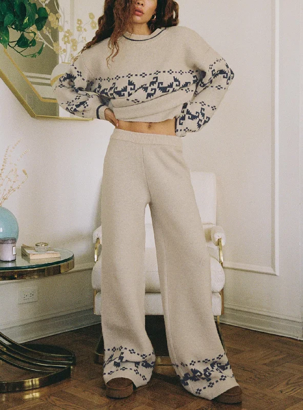 Alpine Knit Pants Cream / Blue