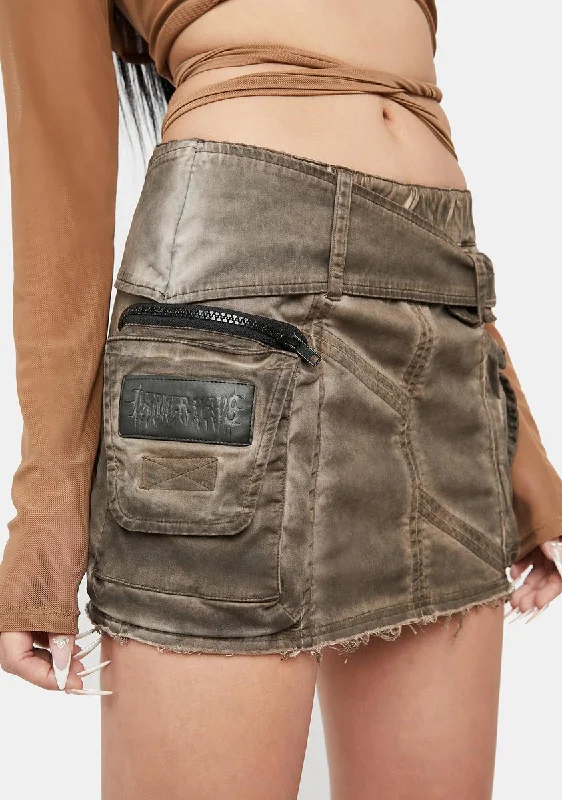 Atmosphere Washed Brown Cargo Skirt