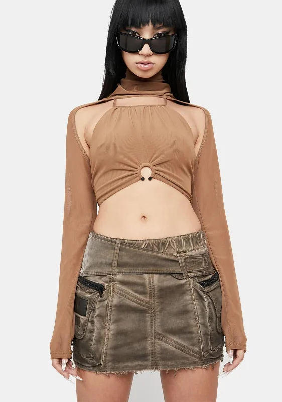 Atmosphere Washed Brown Cargo Skirt