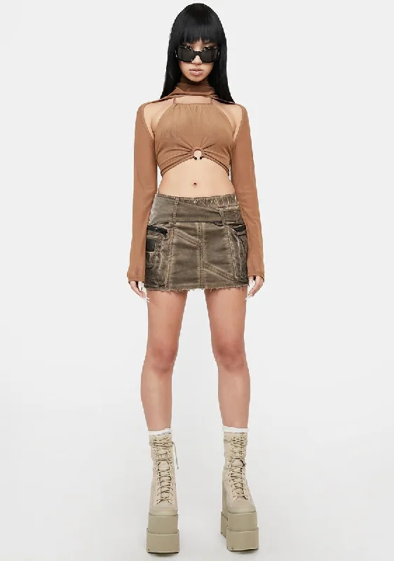 Atmosphere Washed Brown Cargo Skirt