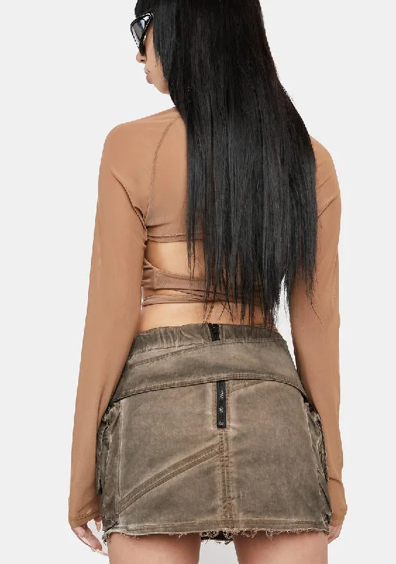 Atmosphere Washed Brown Cargo Skirt