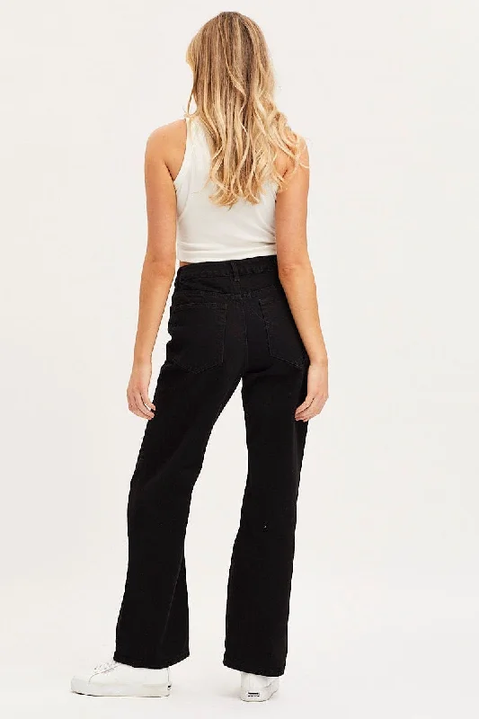 Black Boyfriend Denim Jeans High Rise