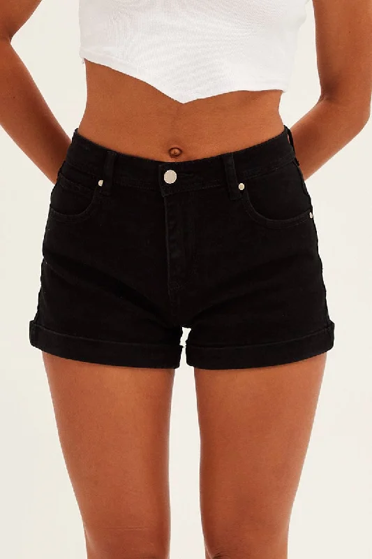 Black Skinny Denim Shorts