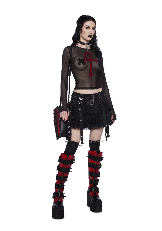 Blood Moon Rising Mesh Top - Black