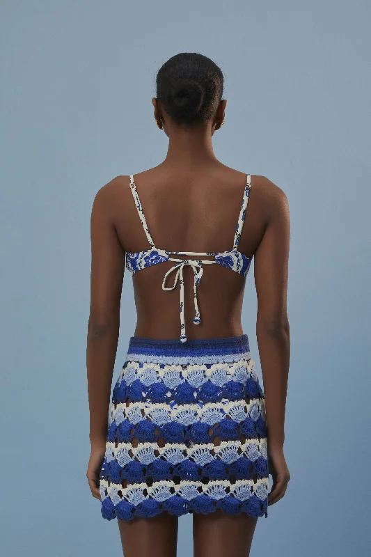 Blue And White Crochet Skirt