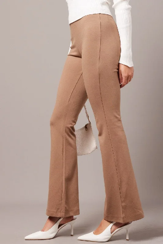 Brown Flare Leg Pants Ponte