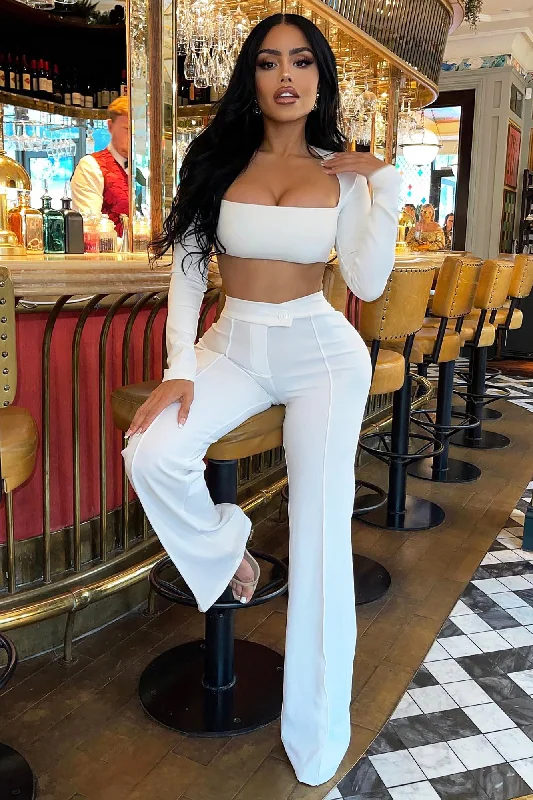 Call It Even Wide Leg Dress Pants - White