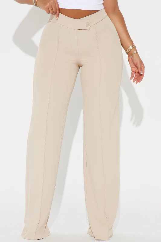 Call Me Maybe Wide Leg Dress Pants - Taupe