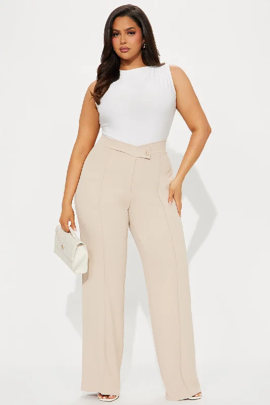 Call Me Maybe Wide Leg Dress Pants - Taupe