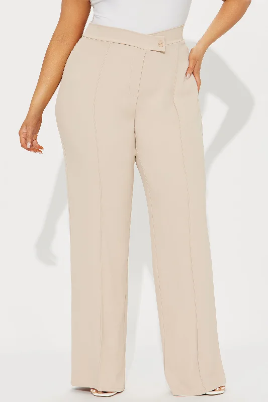 Call Me Maybe Wide Leg Dress Pants - Taupe