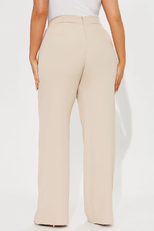 Call Me Maybe Wide Leg Dress Pants - Taupe