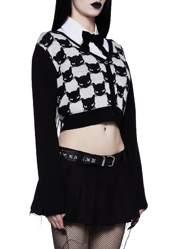 Cat Bandit Cropped Cardigan