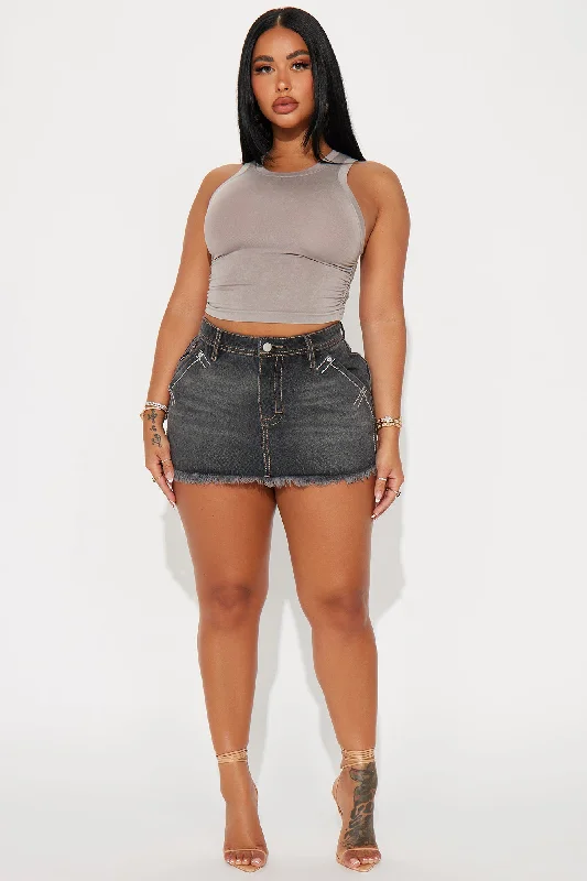 Chasing You Denim Micro Mini Skirt - Grey