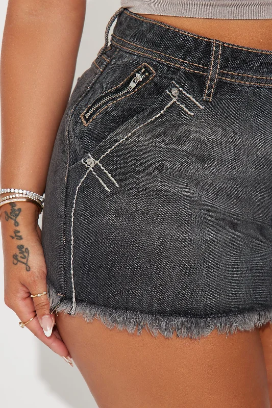 Chasing You Denim Micro Mini Skirt - Grey