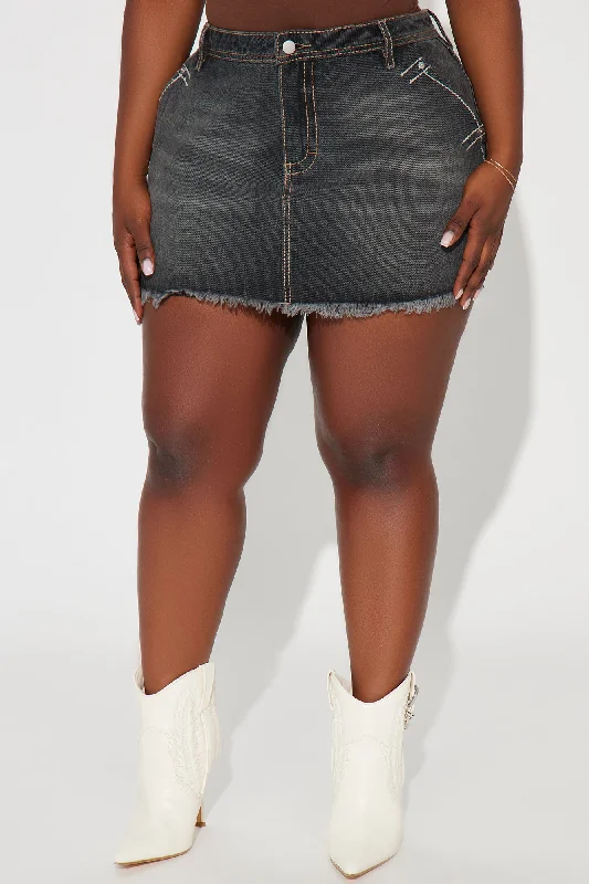 Chasing You Denim Micro Mini Skirt - Grey