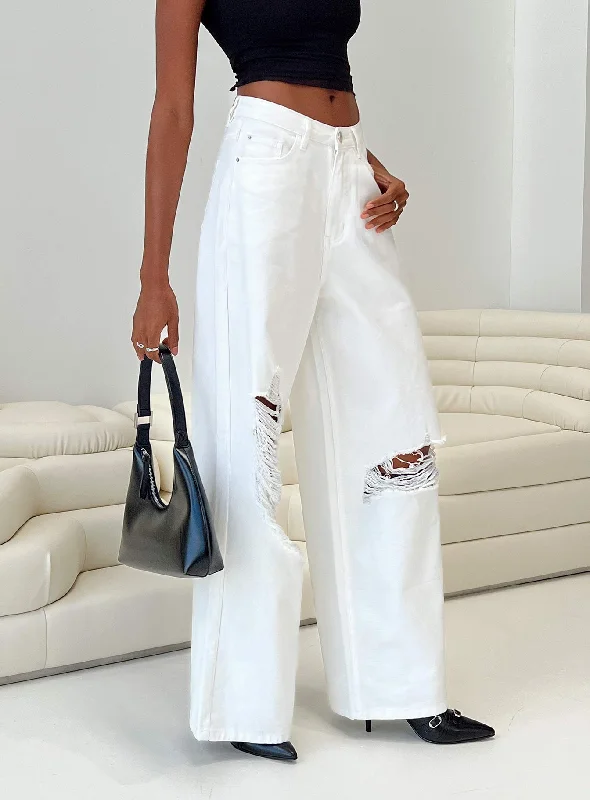 Chavez Wide Leg Jeans White Denim