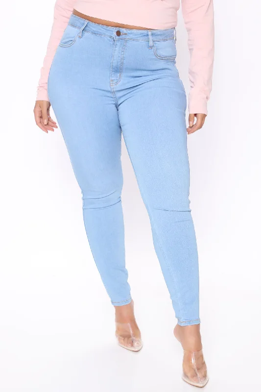 Classic Mid Rise Skinny Jeans - Light Blue Wash