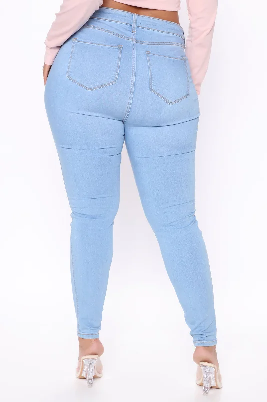 Classic Mid Rise Skinny Jeans - Light Blue Wash