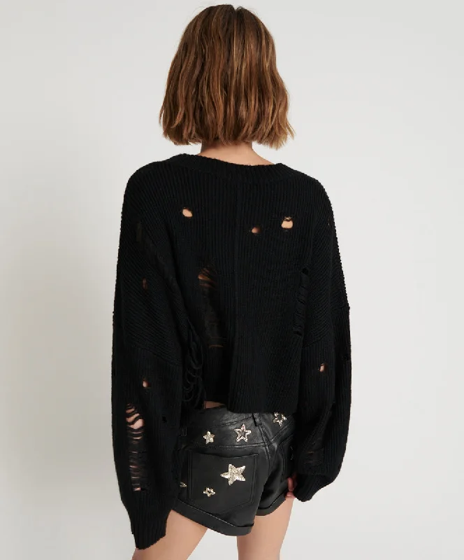 CROPPED HERCULES SHREDDED SWEATER