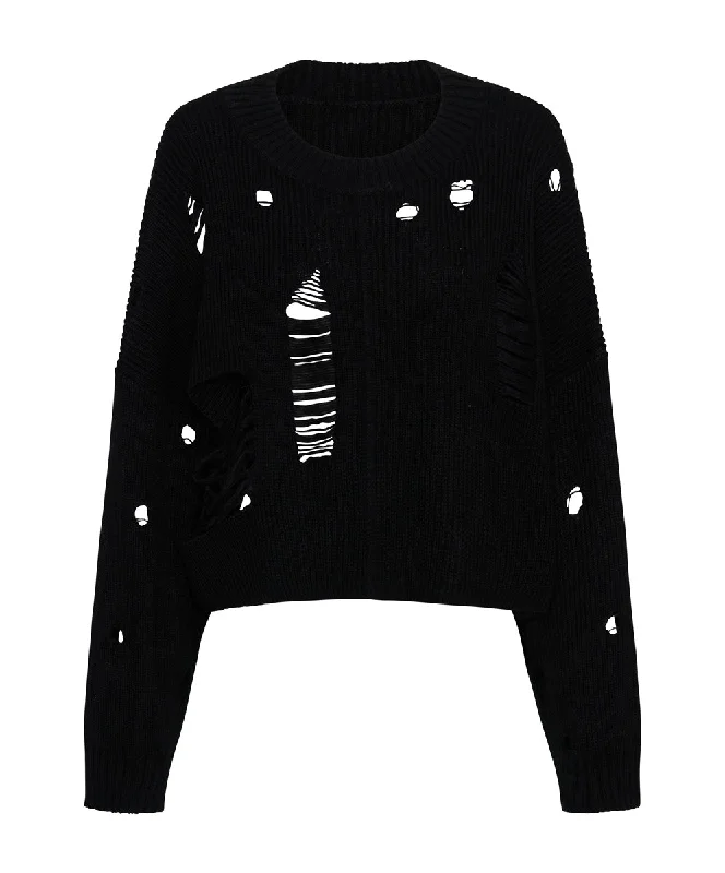 CROPPED HERCULES SHREDDED SWEATER