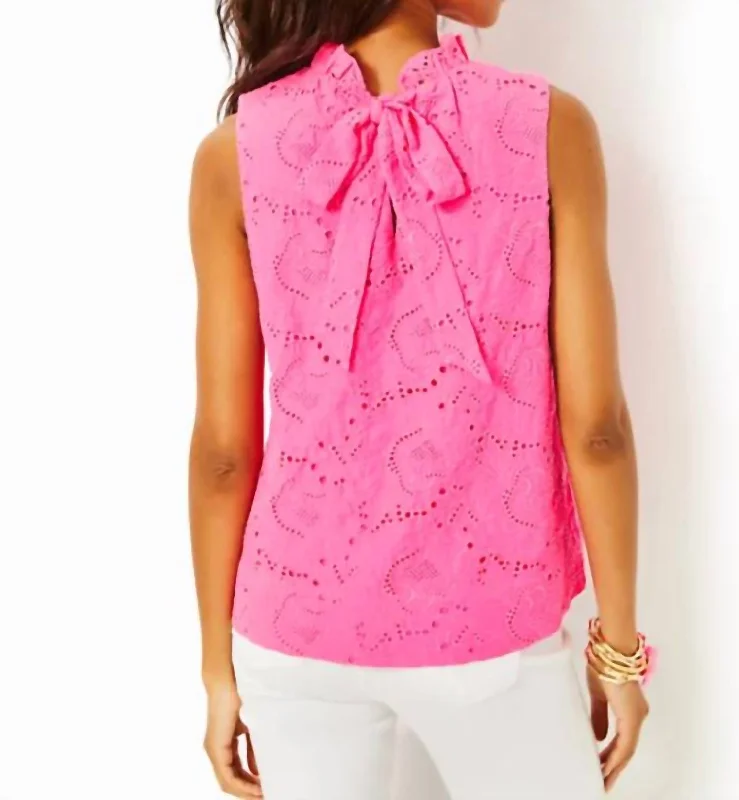 Dahliana Eyelet Top In Roxie Pink Garden Party Eyelet