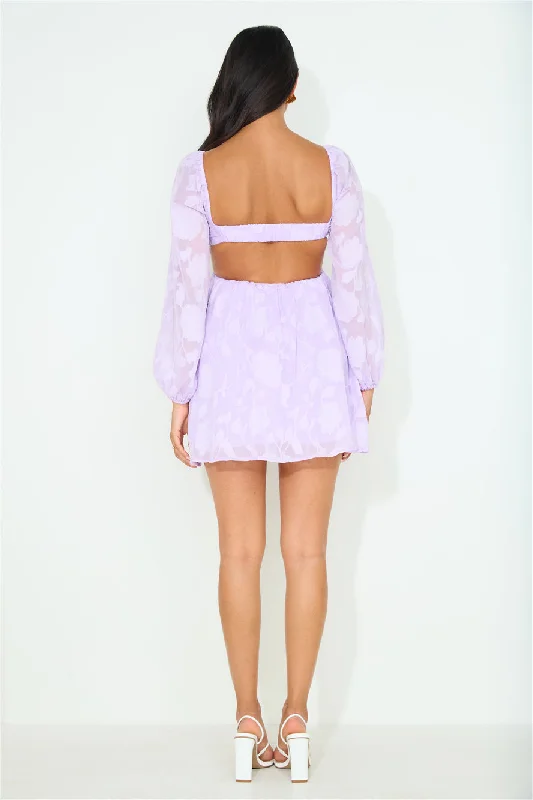 Dainty Long Sleeve Mini Dress Lilac