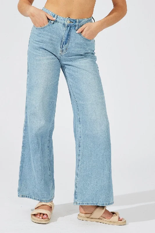 Denim Relaxed Wide Leg Jeans