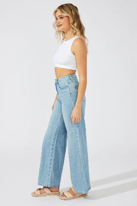 Denim Relaxed Wide Leg Jeans