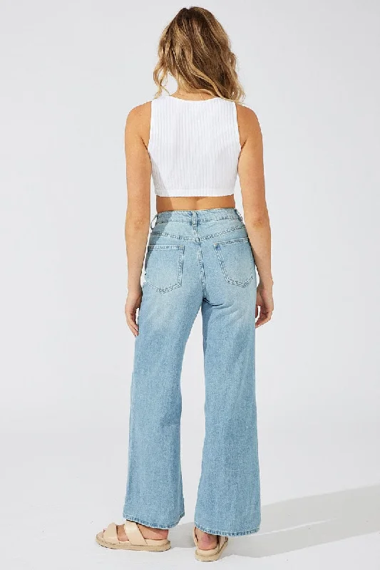 Denim Relaxed Wide Leg Jeans