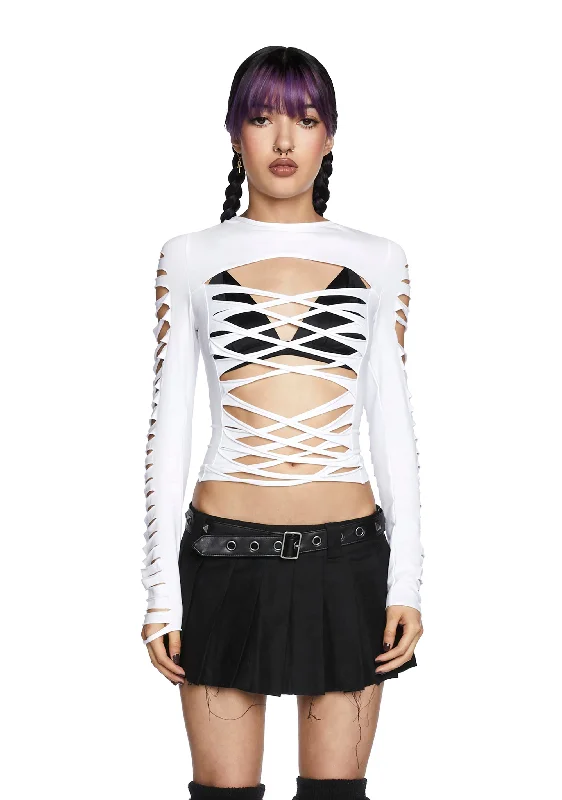 Deviant Curfew Cut-Out Top - White