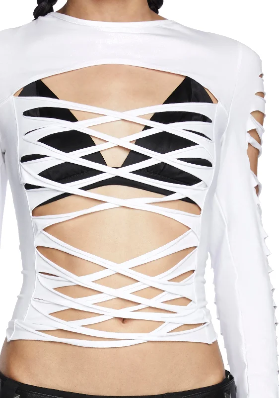 Deviant Curfew Cut-Out Top - White